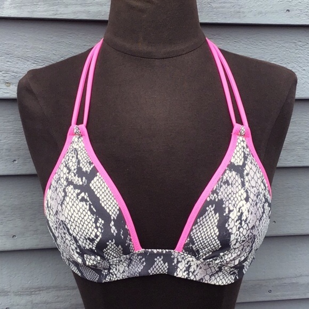 Victoria’s Secret Snake /Neon Pink Trim Bikini Top